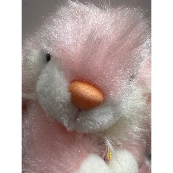 Kids Of America Pink White Fluffy Plush Bunny With Flocked Peach Nose Colorful P - Picture 2 of 10